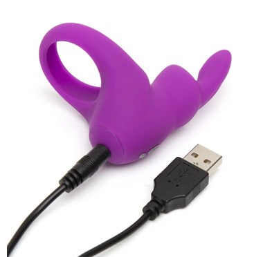 Pierścień wibrujący - Happy Rabbit Rechargeable Vibrating Rabbit Cock Ring Purple